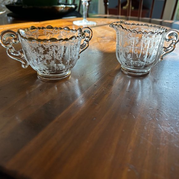 Cambridge Glass Company Other - Ex Rare VTG Cambridge Chantilly Golden Trim 3625 Sugar Creamer Set